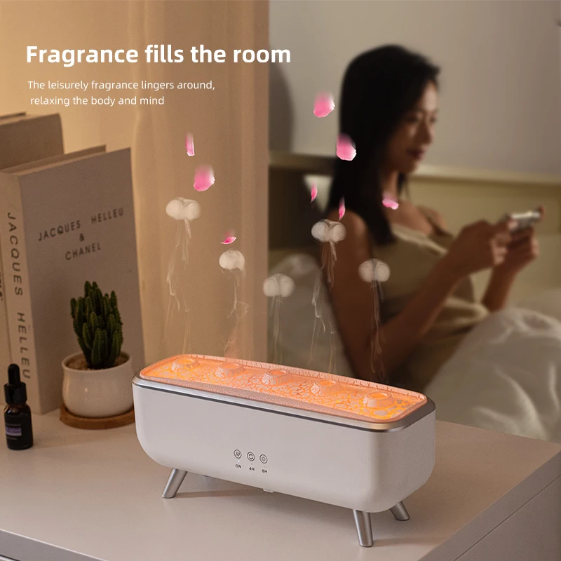 Simulated Volcanic Lava Humidifier with Color Lighting Aroma Diffuser Remote Control 5 Nozzles 2 Fog Modes Dancing Jellyfish for - Image 6