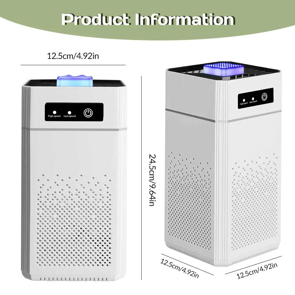 HEPA Air Purifier for Home Bedroom Pets 20dB Low Noise USB Powered 360° Air Intake HEPA Filter for Pollen Smoke Allergies Office - Image 6