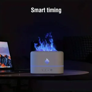 1pc 7 colors Flame Simulation Ultrasonic Humidifier with Aromatherapy and Lighting - USB Powered Essential Oil Diffuser for Bedr