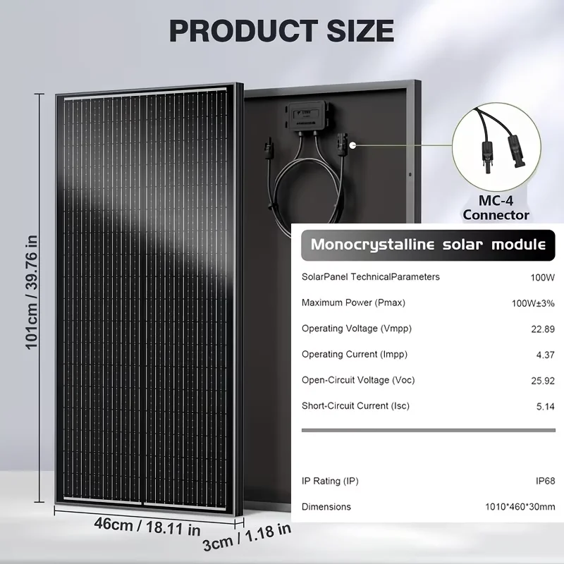 AeternaSol 400W N-Type 18BB Bifacial Solar Panel Solar Panel Watt 25% High Efficiency Module RV Marine Boat Caravan Off Grid Monocrystalline Rigid High-Efficiency PV Module Power Charger for Sunsheds,Rvs High-Efficiency Solar Panel Monocrystalline PV - Image 8