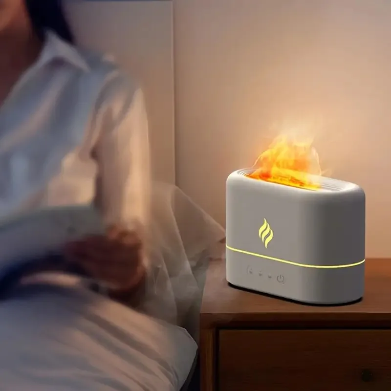 1pc 7 colors Flame Simulation Ultrasonic Humidifier with Aromatherapy and Lighting - USB Powered Essential Oil Diffuser for Bedr - Image 3