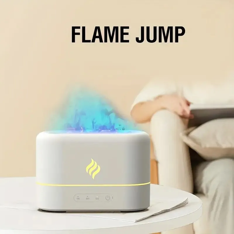 1pc 7 colors Flame Simulation Ultrasonic Humidifier with Aromatherapy and Lighting - USB Powered Essential Oil Diffuser for Bedr - Image 5