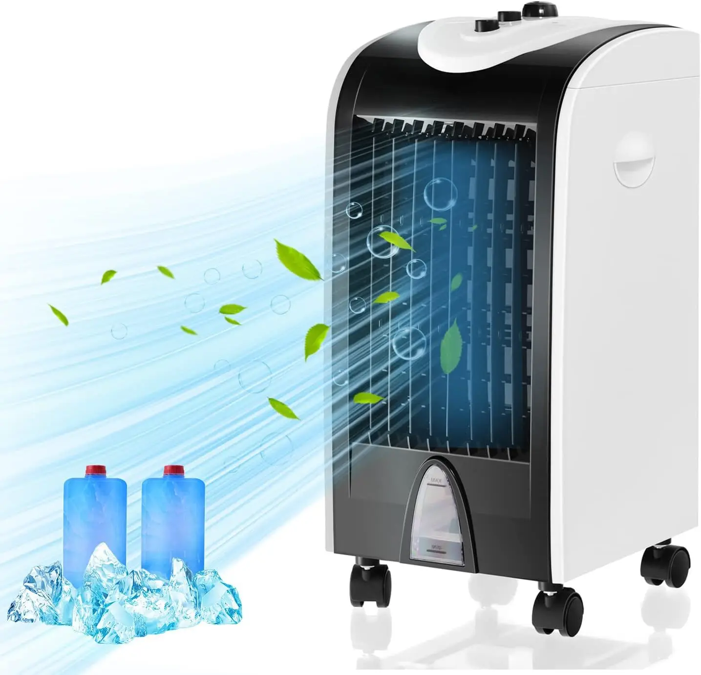 Windowless Swamp Cooler Fan Humidifier 3 Modes 3 Speeds 2 Ice Boxes 7.5h Timer Quiet Portable Bedroom Living Room Office Custom