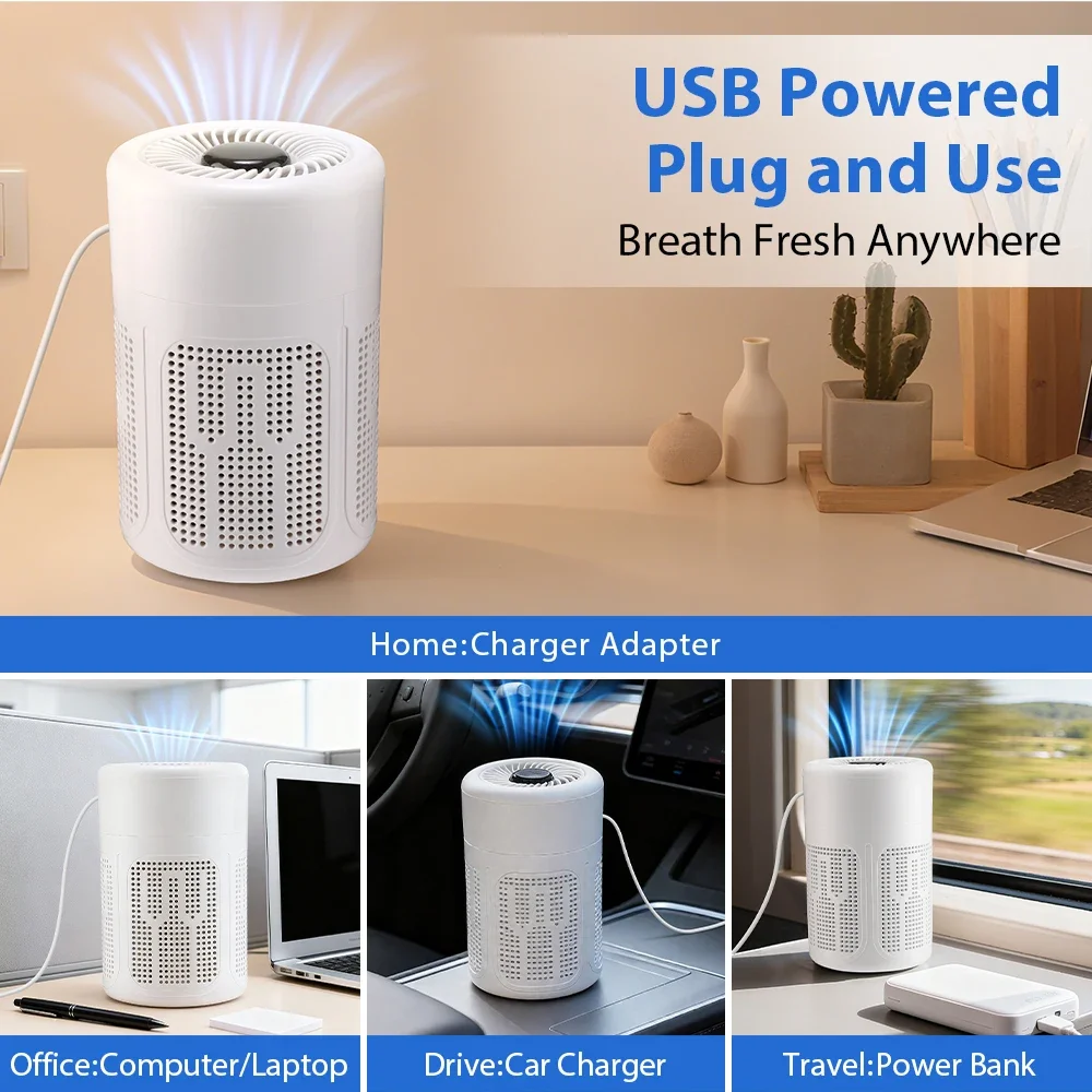 Mini Desktop Air Purifier HEPA Filter Negative Ion Technology Eliminates Formaldehyde Odors Smoke And Dust Particles Office Home - Image 5