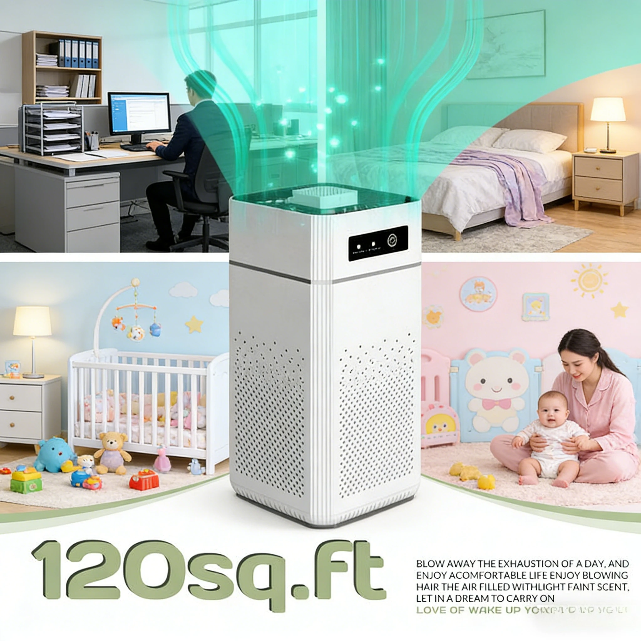 HEPA Air Purifier for Home Bedroom Pets 20dB Low Noise USB Powered 360° Air Intake HEPA Filter for Pollen Smoke Allergies Office - Image 3