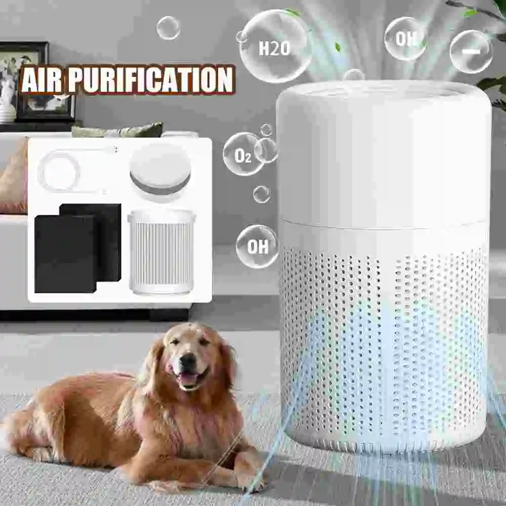 Air Purifier for Home Office Bedroom, Quiet Air Cleaner for Pets Formaldehyde Allergies, HEPA Filter Negative Ion USB Powered - Image 4
