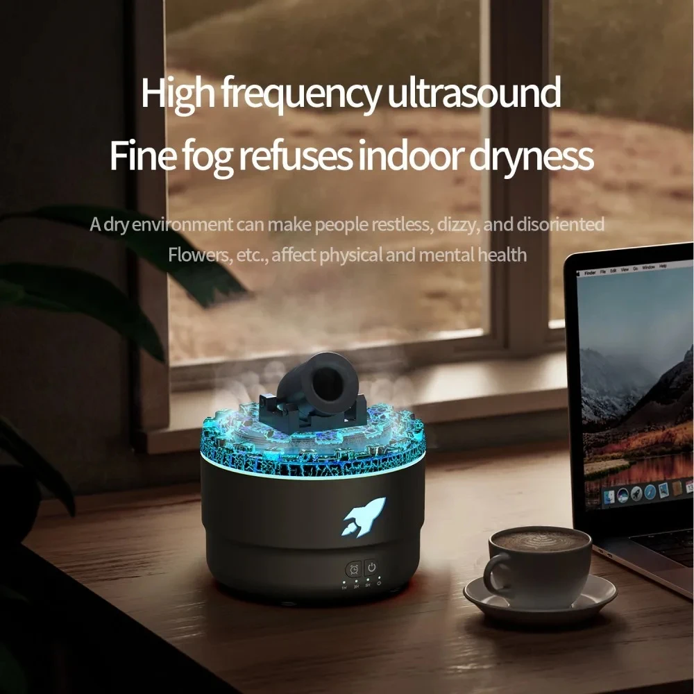 Volcanic Crack Light Aromatherapy Humidifier Jellyfish Spray Air Humidifier 7 Colors Gradient Night Light Bedroom Diffuser - Image 2
