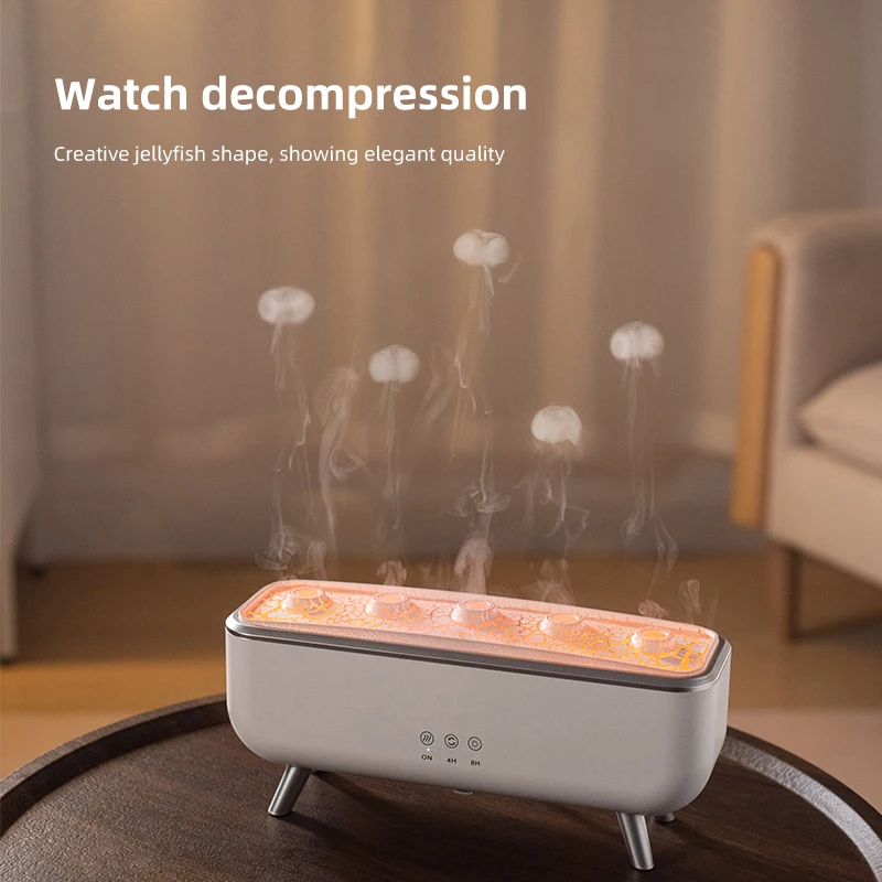 Simulated Volcanic Lava Humidifier with Color Lighting Aroma Diffuser Remote Control 5 Nozzles 2 Fog Modes Dancing Jellyfish for - Image 3