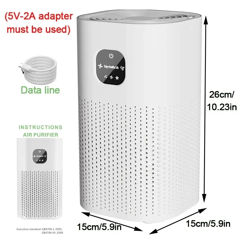 Negative Ion Air Purifier With HEPA Filter Smoke Remover Air Cleaner Negative Ion Purification Machine Odor Eliminator Machine - Image 8