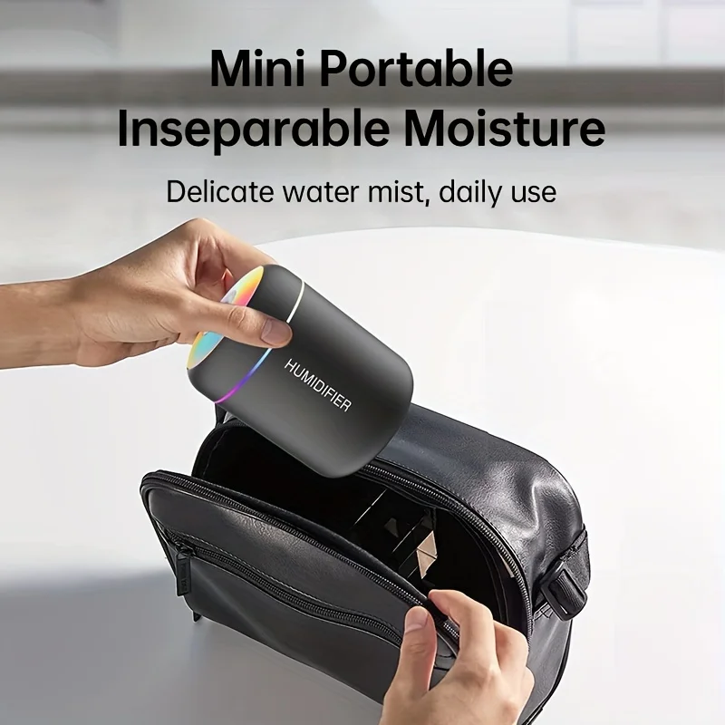 Mini Humidifier and Essential Oil Diffuser - Bedroom, Car Use with Cool Mist Technology, Quiet High Mist Volume and LED Light - Image 3