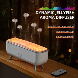 Simulated Volcanic Lava Humidifier with Color Lighting Aroma Diffuser Remote Control 5 Nozzles 2 Fog Modes Dancing Jellyfish for