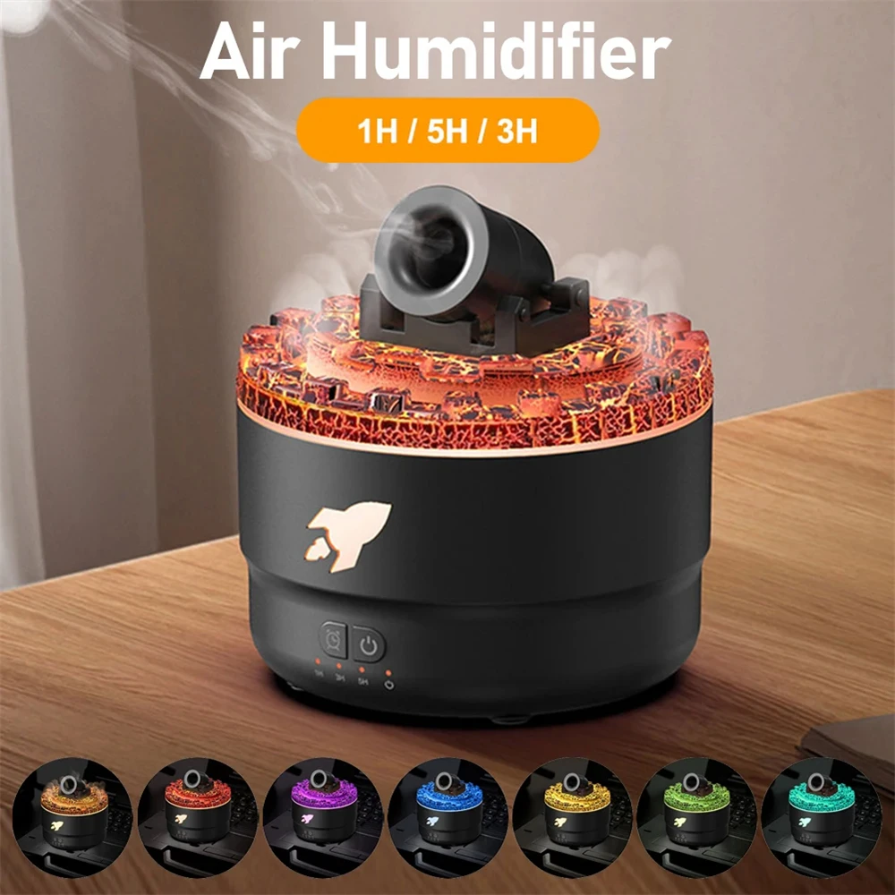 Volcanic Crack Light Aromatherapy Humidifier Jellyfish Spray Air Humidifier 7 Colors Gradient Night Light Bedroom Diffuser