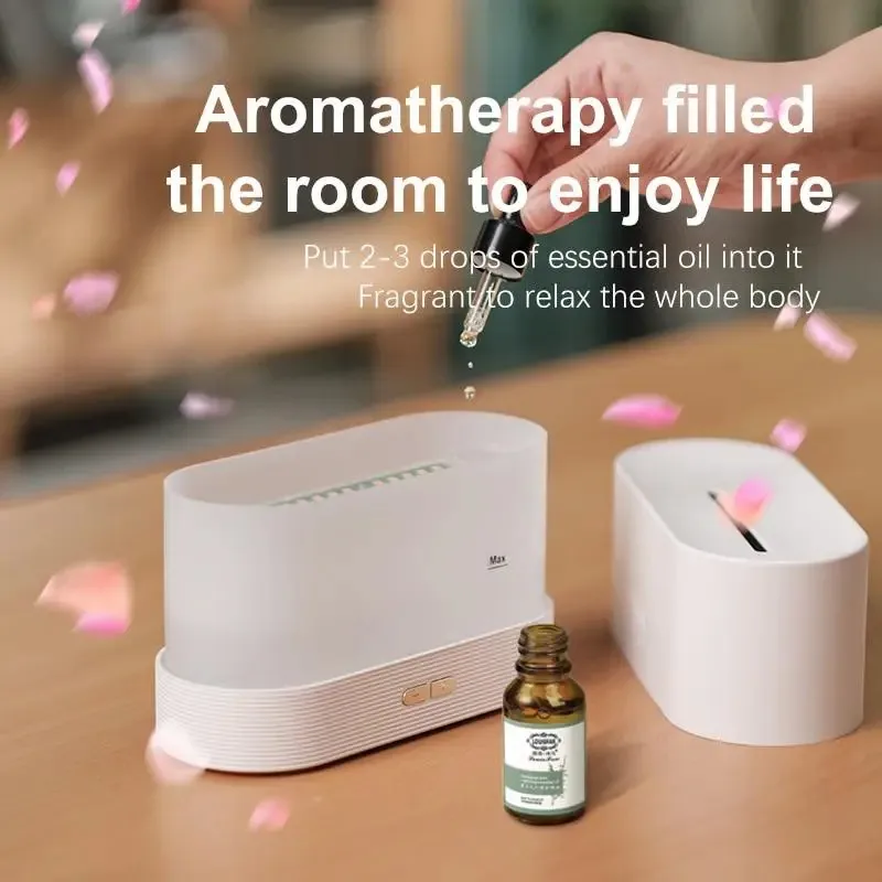 1pc 7 colors Flame Simulation Ultrasonic Humidifier with Aromatherapy and Lighting - USB Powered Essential Oil Diffuser for Bedr - Image 4