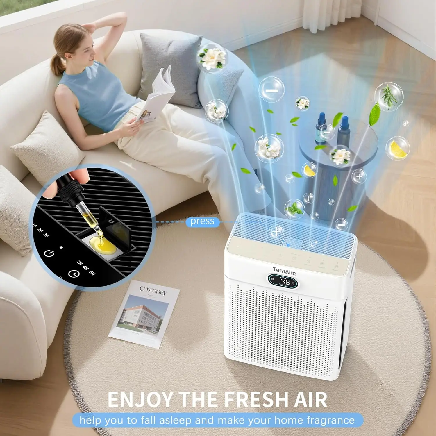 H13 HEPA Air Purifier for Home, Covers 2200 Ft², Washable Filter, Pet Mode, PM2.5 Monitor for Smoke Odor Pollen - Image 2