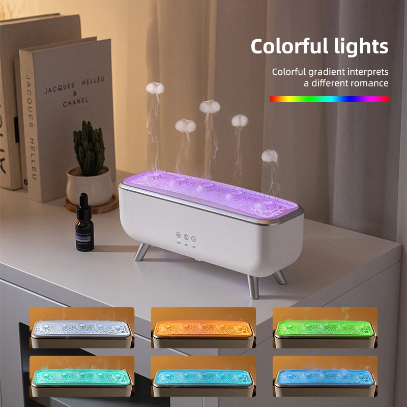 Simulated Volcanic Lava Humidifier with Color Lighting Aroma Diffuser Remote Control 5 Nozzles 2 Fog Modes Dancing Jellyfish for - Image 5