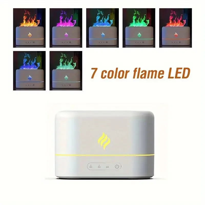 1pc 7 colors Flame Simulation Ultrasonic Humidifier with Aromatherapy and Lighting - USB Powered Essential Oil Diffuser for Bedr - Image 6